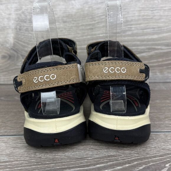 Ecco Yucatan Tan Black Gray Leather Women’s Sz 8/EU 39 Hook & Loop Sport Sandals - Picture 4 of 10